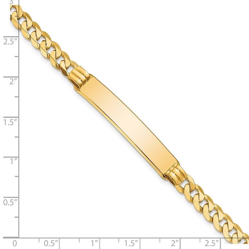 Curata 7.5mm 14k Yellow Gold Engravable Curb Link ID Bracelet