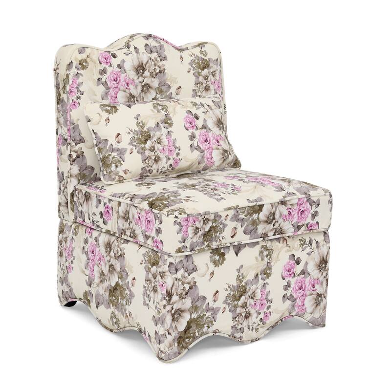 Upholstered Single Sofa Lounge Chair with Floral Pattern,Soft seat cushion and backrest,Armless Accent Chair