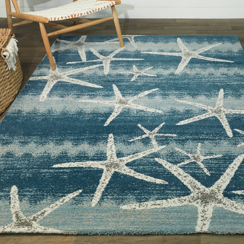 Martin Coastal Starfish Stripe Area Rug - 2'2" x 7' Runner - Blue - Runner