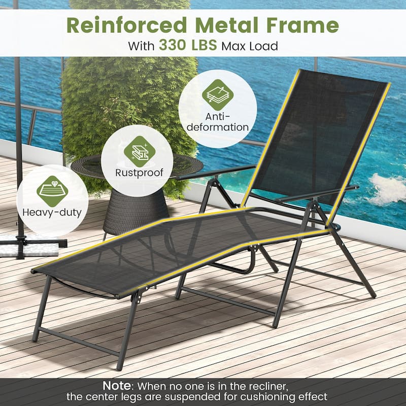 Costway 2 Piece Patio Folding Chaise Lounge Chairs with 6-Level - See Details