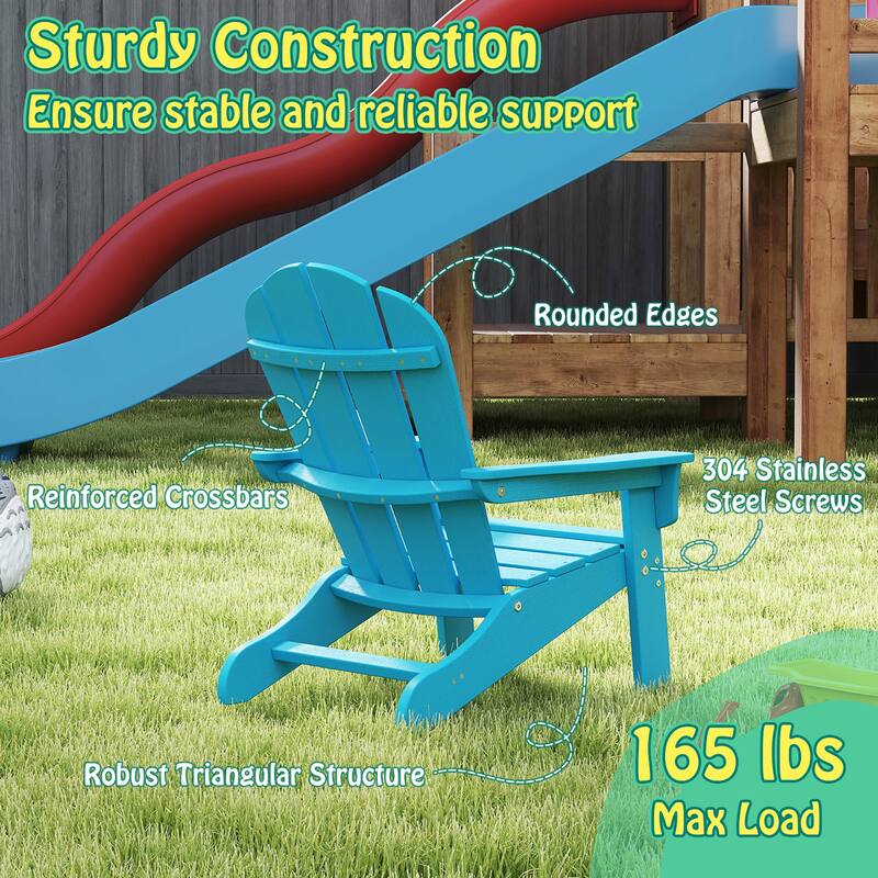 Gymax 2PCS Kid's Adirondack Chair All-Weather HDPE Toddler Lawn Chair