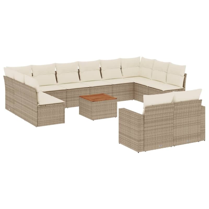 vidaXL Patio Sofa Set with Cushions Outdoor Furniture 13 Piece Poly Rattan - 21.7 x 21.7 x 14.6