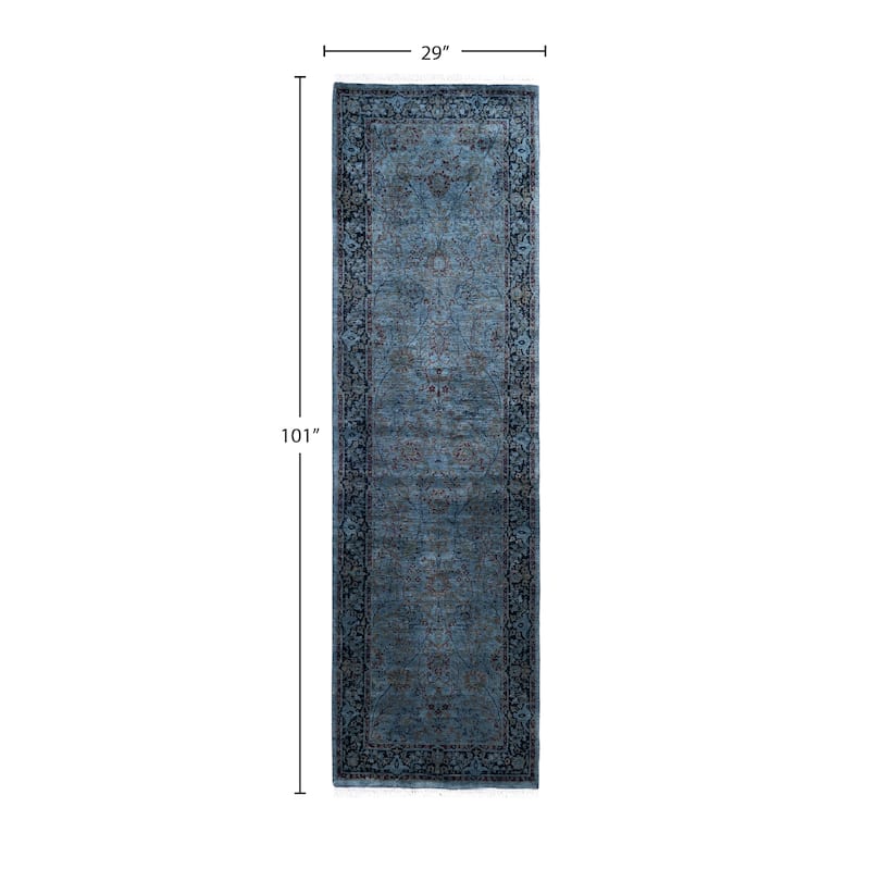Overdyed One-of-a-Kind Hand-Knotted Runner Rug - Gray - 2' 5" x 8' 5"