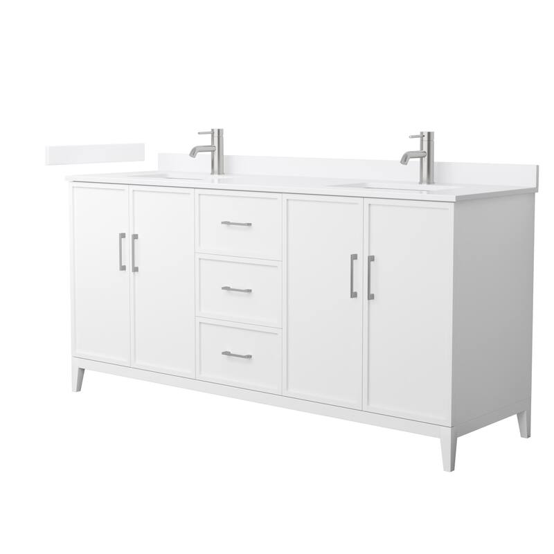 Wyndham Collection WCH717172D-QTZ-UNSMXX Elan 72" Free Standing Double - White / White Quartz Top / Brushed Nickel Hardware