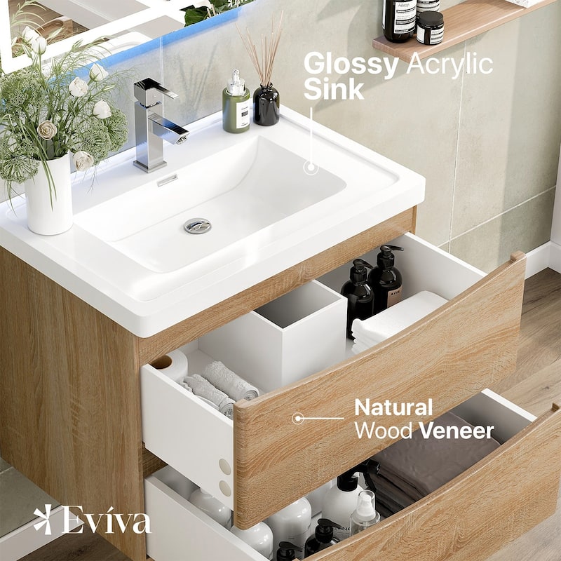 Eviva Smile 30 in. Bath Vanity with Integrated Acrylic Top