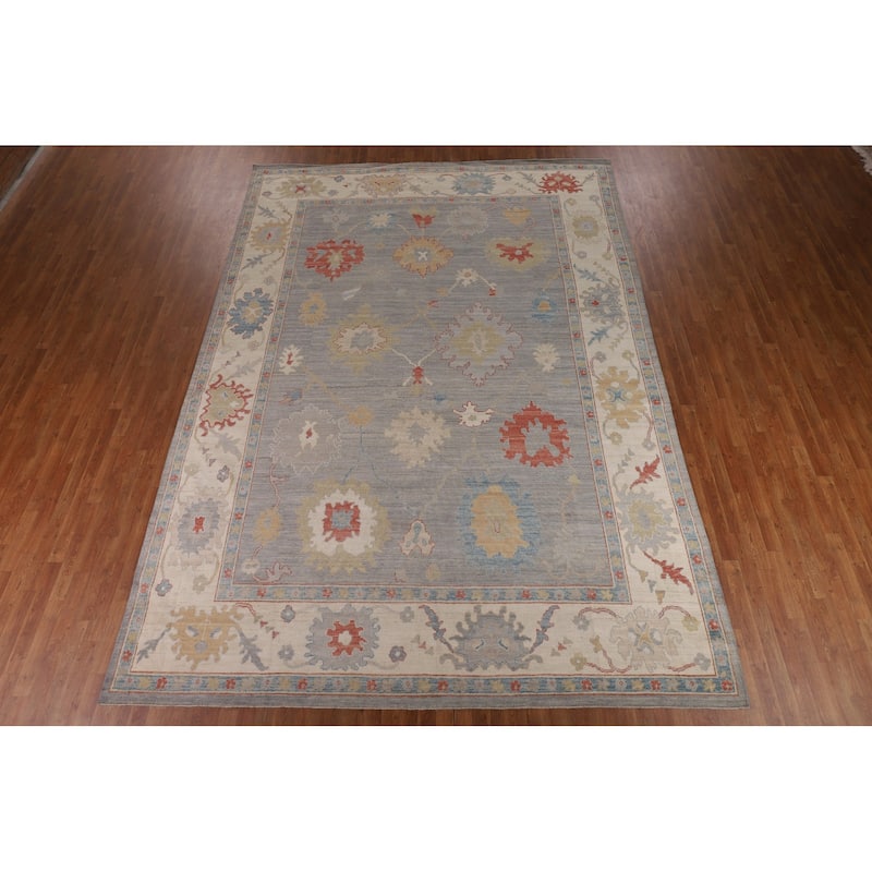 Oushak Turkish Large Area Rug Handmade Vegetable Dye Wool Carpet - 10'0"x 14'0"