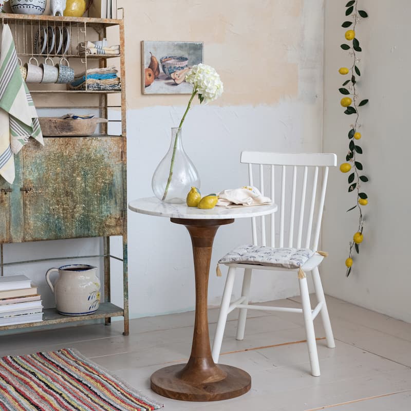 Mango Wood and Marble Tulip Table