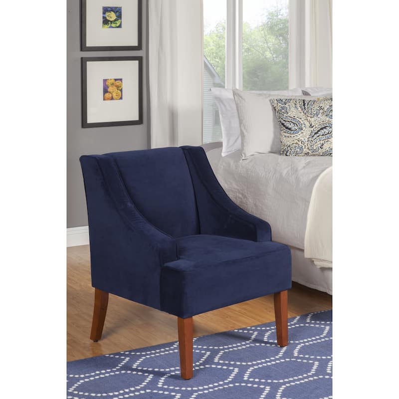 Porch & Den Lyric Navy Velvet Swoop Arm Accent Chair