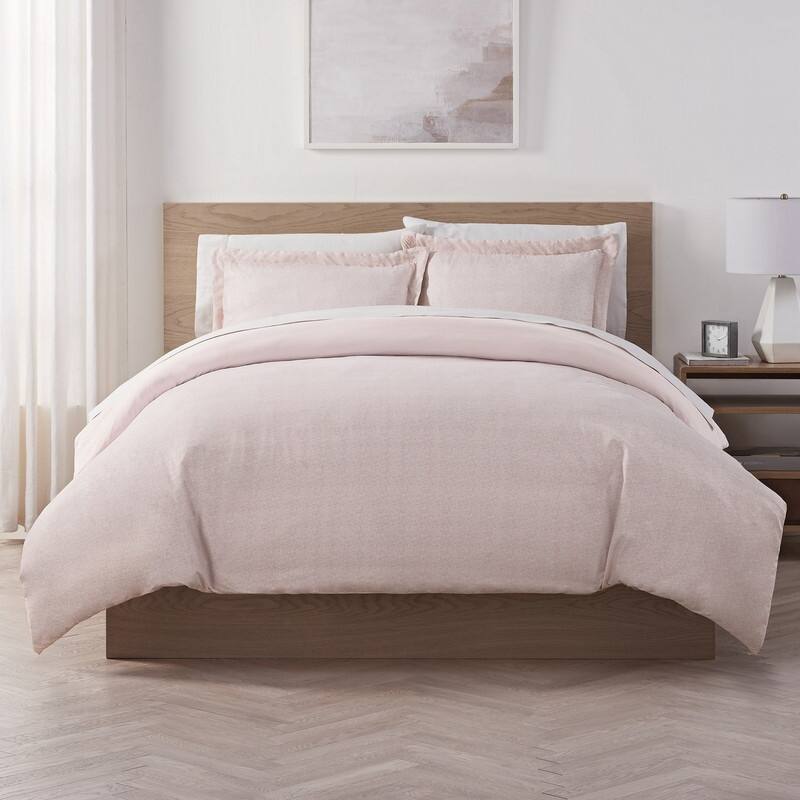 Serta Supersoft Cooling Bed Set, Reversible Duvet Set - Dusty Pink - Full - Queen