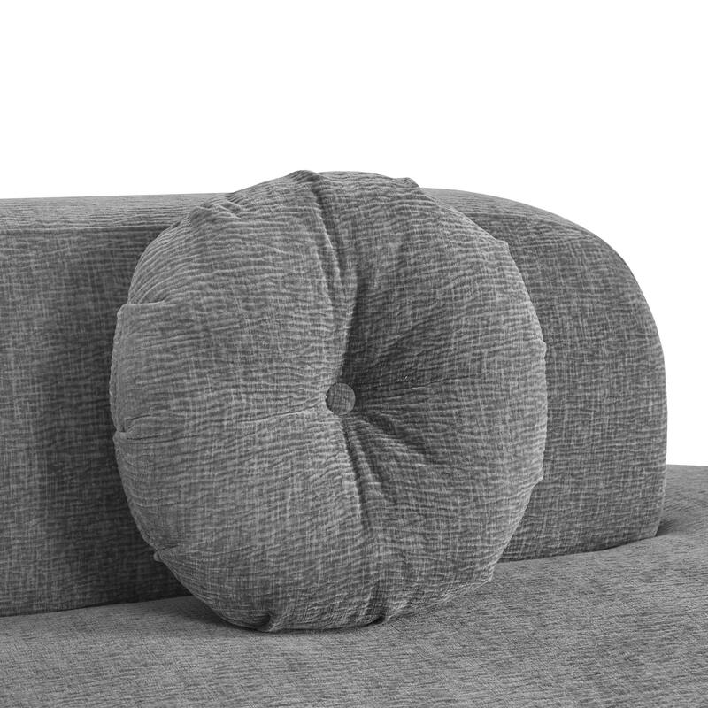 Oversized Curved Sectional Sofa with 3 Round Cushions, High-Resilience Foam Cloud Couch, L-Shaped Comfy 4 Seater Floor Sofa