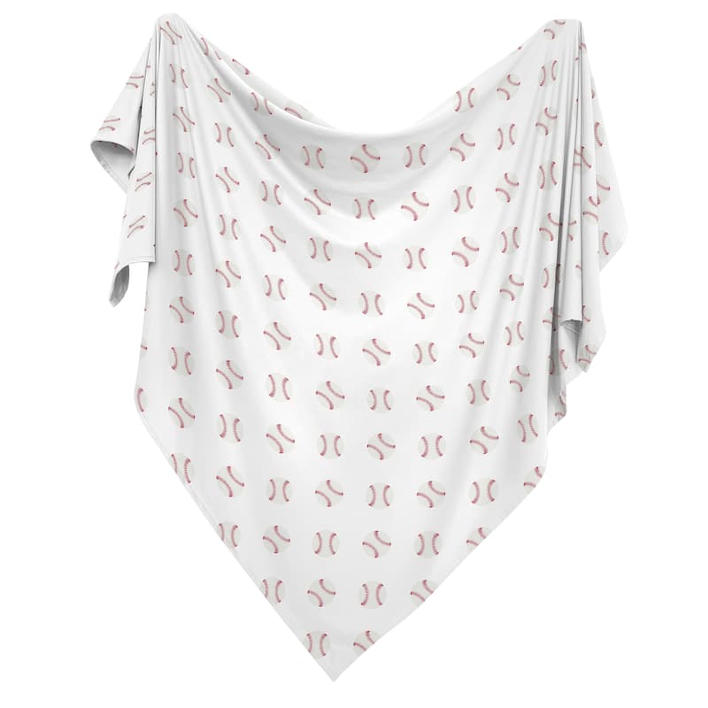 Baseball Collection Boy Baby Swaddle Receiving Blanket - Red and White Americana Sports