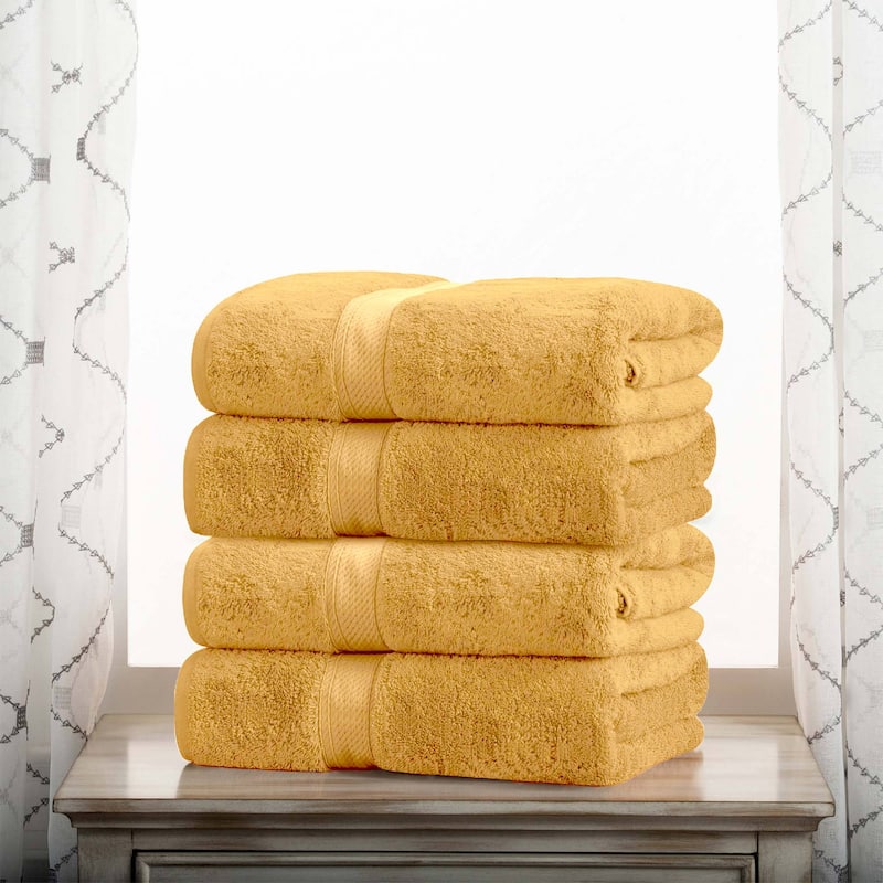 Superior Egyptian Cotton Pile Heavyweight Bath Towel Set of 4 - Gold