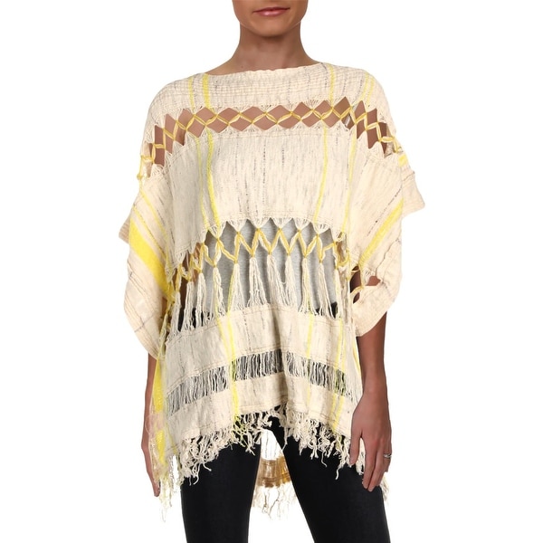 Free People Womens Pullover Sweater Cut-Out Striped