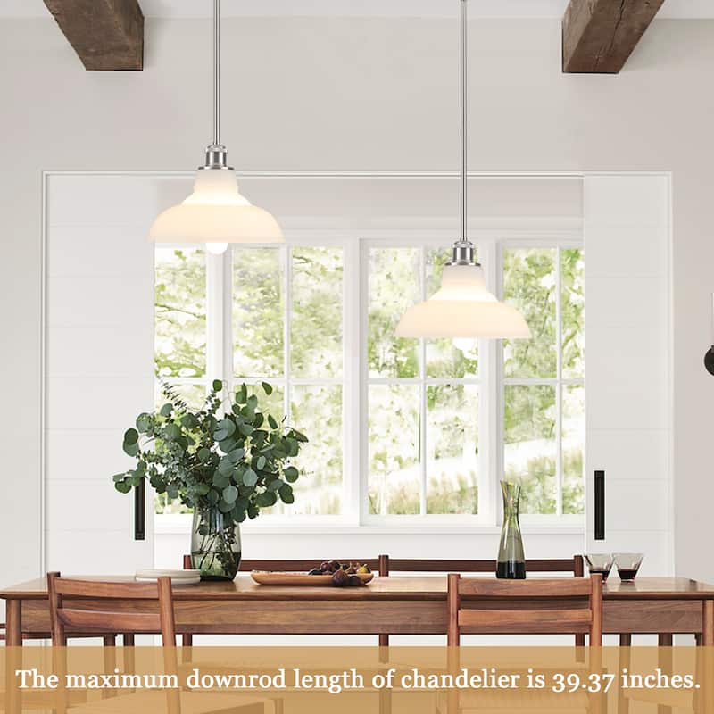 1-Light Farmhouse Metal Hanging Pendant Light Kitchen Island with Glass Cover for Dining Room