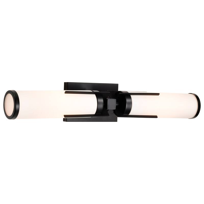 Roselle 2 Light Vanity Matte Black with White Glass