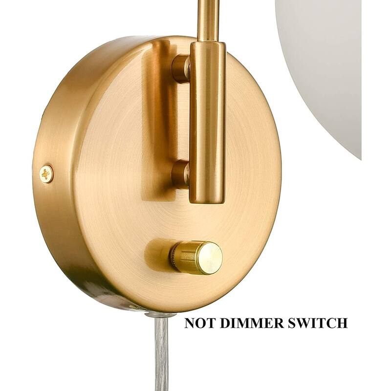 Modern Gold Wall Lamp Brass Finished Plug in Wall Light with Opal White Glass Shade Bathroom Vanity Sconce