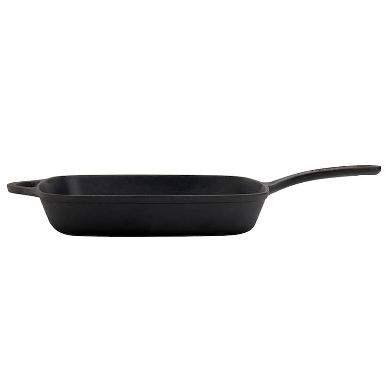 Mason Craft & More 11inch Pre-seasoned Cast Iron Square Fry Pan with Assist Handle