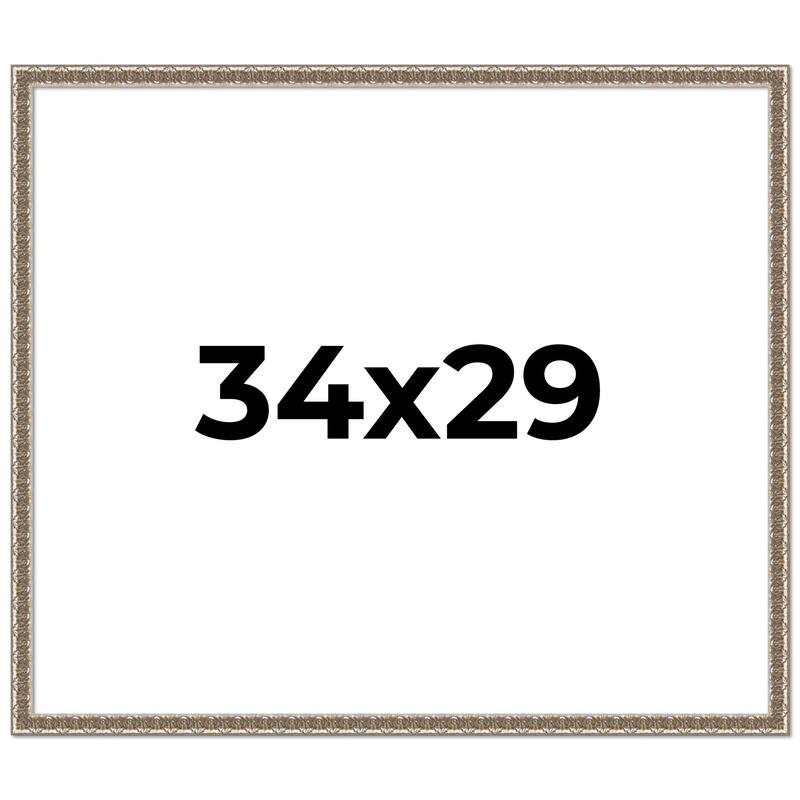 34x29 Frame Silver Versailles Ornate Solid Wood Picture Frame | 1 Inch