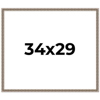 34x29 Frame Silver Versailles Ornate Solid Wood Picture Frame | 1 Inch