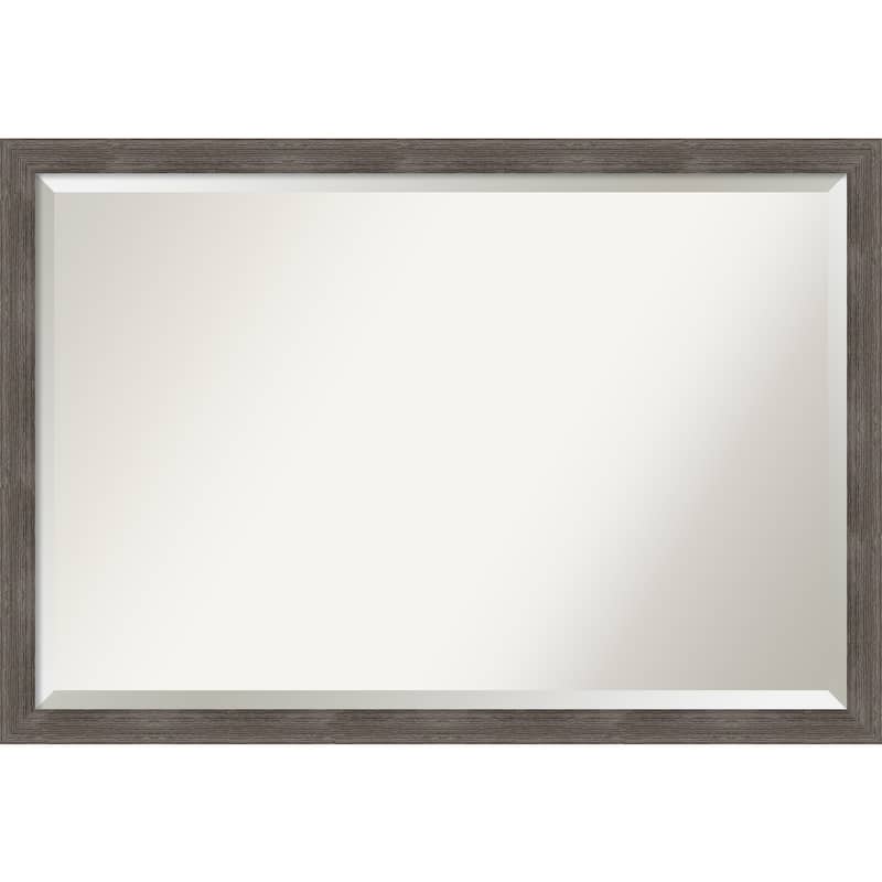 Beveled Wood Bathroom Wall Mirror - Pinstripe Lead Grey Frame - Pinstripe Lead Grey
