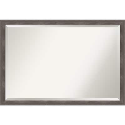 Beveled Wood Bathroom Wall Mirror - Pinstripe Lead Grey Frame - Pinstripe Lead Grey