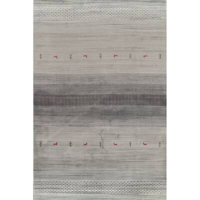Striped Tribal Gabbeh Oriental Area Rug Handmade Wool Carpet - 5'9"x 8'2"