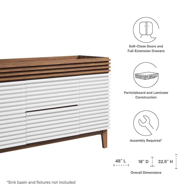 Render 48" Single Sink Compatible (Not Included) Bathroom Vanity Cabinet