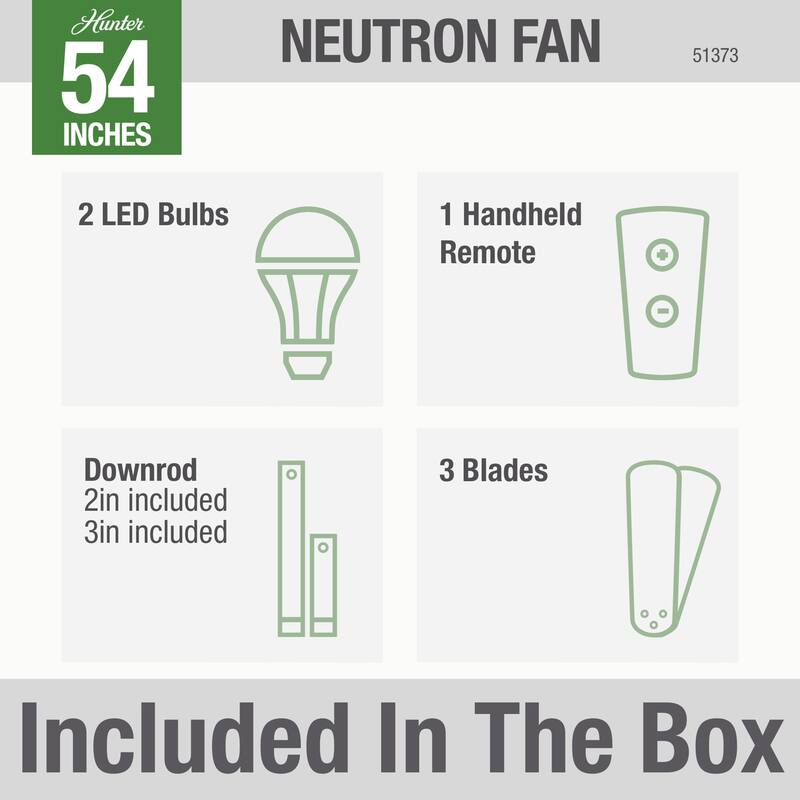 Hunter 54" WiFi Neutron Smart Ceiling Fan with LED Light Kit, Handheld Remote