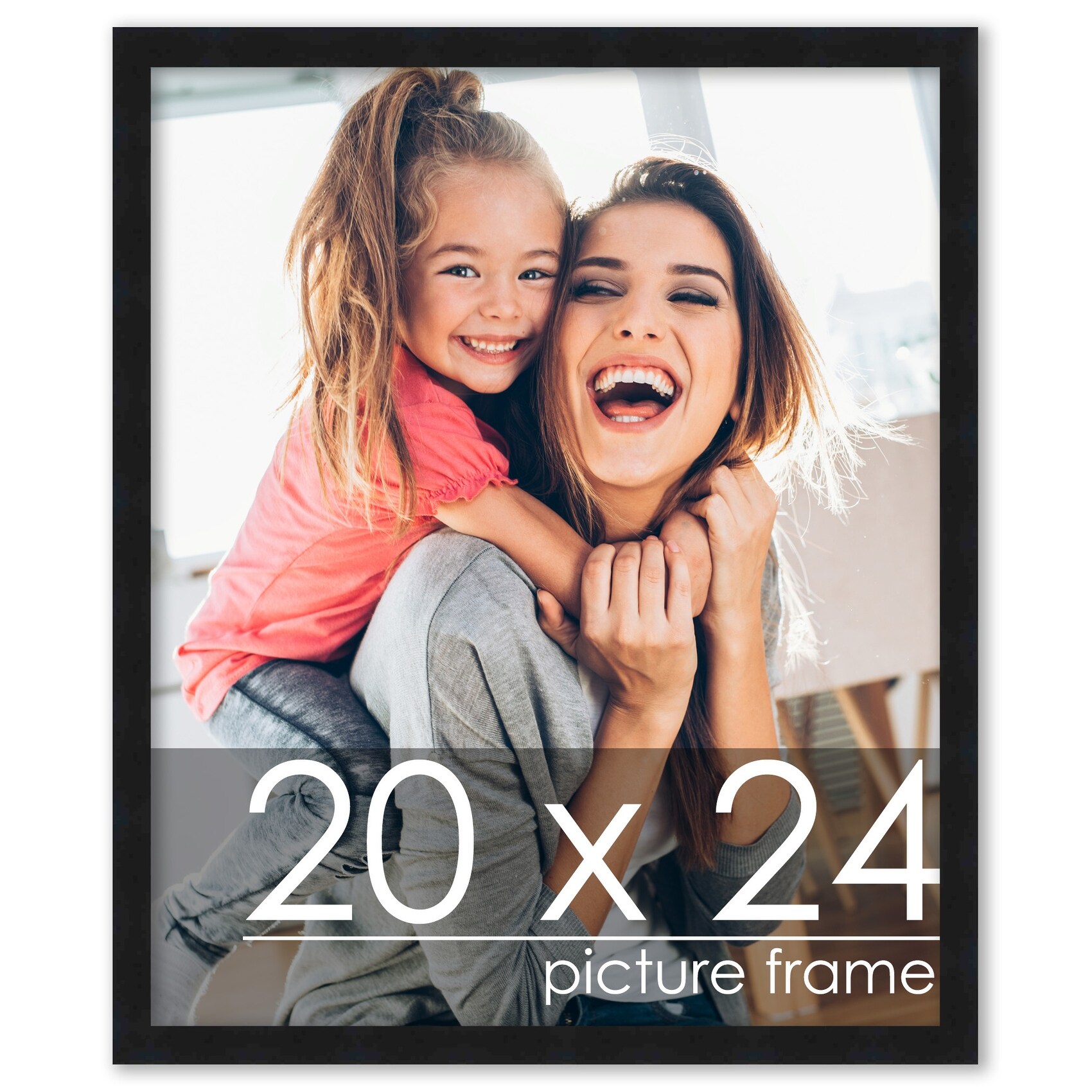 20x24 Contemporary Black Wood Picture Frame - UV Acrylic, Foam