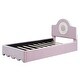 preview thumbnail 13 of 11, Pink Upholstered Platform Bed with LED Headboard