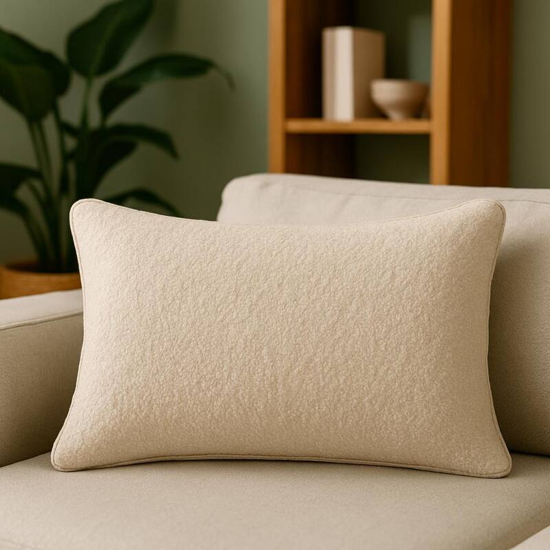 Homey COZY Textured Throw Pillow - Soft Ivory for Clean, Minimal Interiors