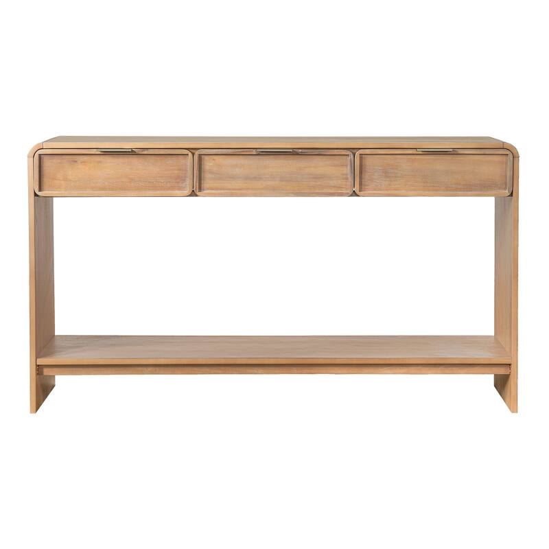 Christopher Knight Home - Alora Natural Acacia Console Table with 3 Drawers and Open Shelf for Living Room or Hallway Storage