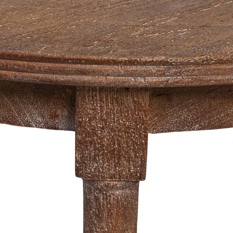 Round Mango Wood Table with 2 Cane Shelves