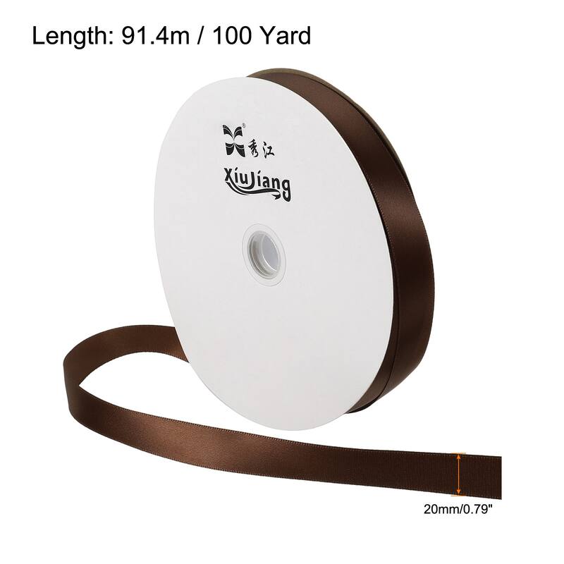 Satin Ribbon, Double Face Solid Crafts Roll for Party Home Decoration - Coffee