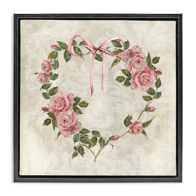 Stupell Garden Heart Wreath Framed Floater Canvas Wall Art Design By Sally Swatland