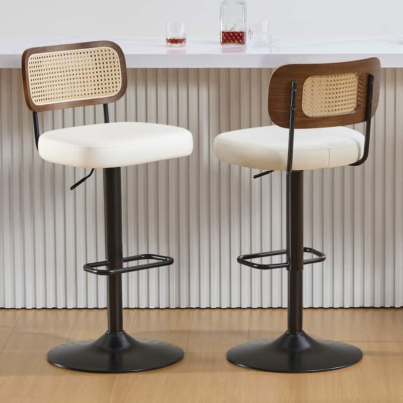 Adjustable Height Swivel Bar Stools with Back and Footrest - 17.7"W x 15.75"D x 35"-42.9"H