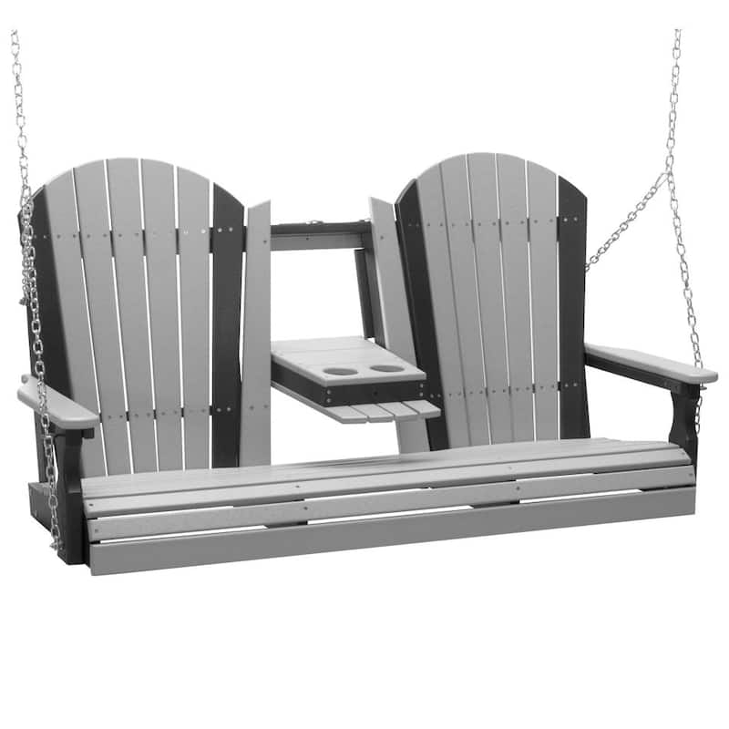 Poly Lumber Adirondack Swing - 5' - Dove Gray & Black