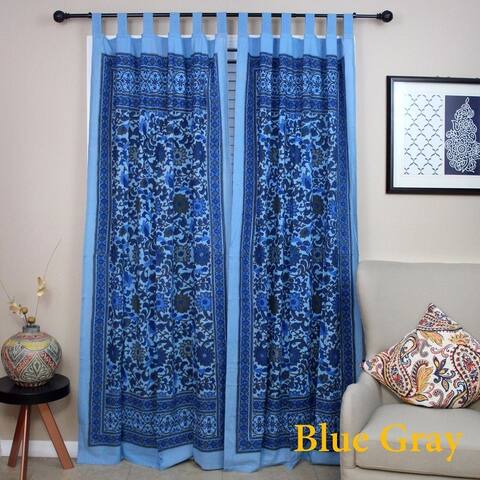 Buy Blue Cotton Tab Top Curtains Amp Drapes Online At