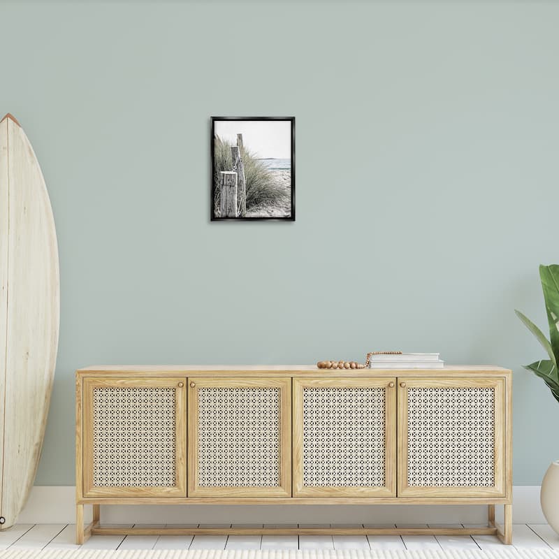 Stupell Coastal Beach Landscape Framed Floater Canvas Wall Art Design by Incado