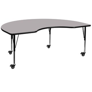 Mobile 48''W x 72''L Kidney Thermal Laminate Activity Table - Adj. Short Legs