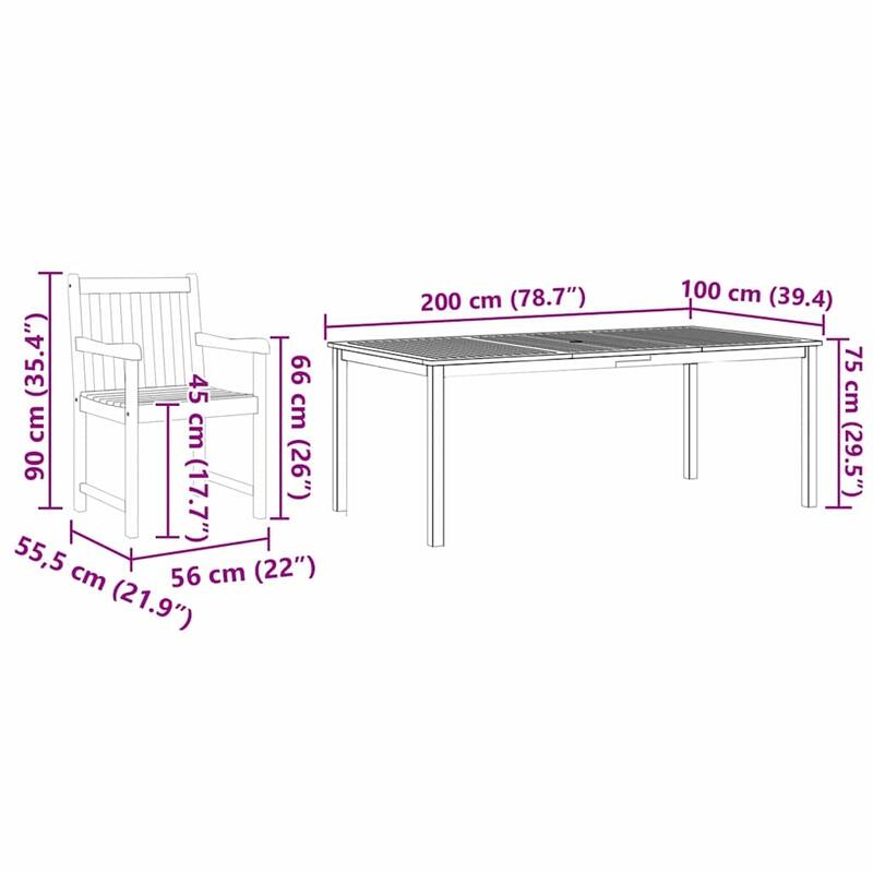 vidaXL Garden Dining Set Brown solid acacia wood - 35 x 71 x 30