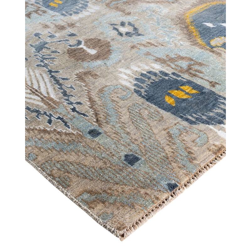 Ikat One-of-a-Kind Hand-Knotted Area Rug, Gray - 9' 2" x 12' 3"