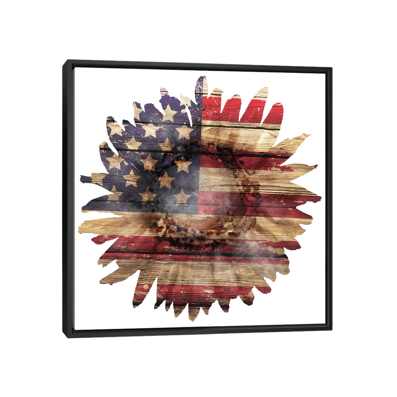 iCanvas "American Flag Sunflower" by Ephrazy Graphics Framed Canvas Print