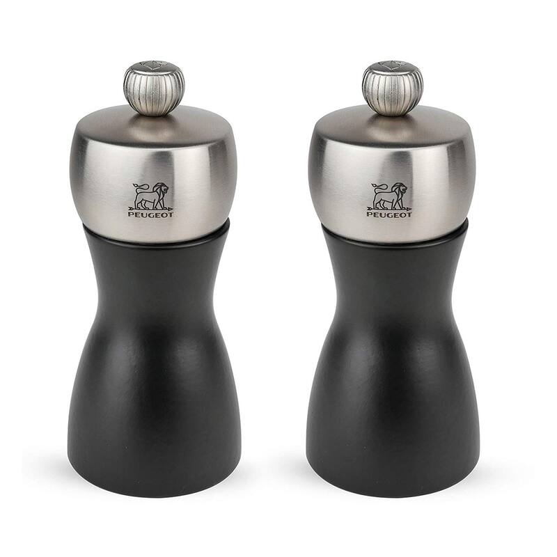 Peugeot Fidji Stainless Steel Salt and Pepper Mill Set, 12cm/4.75-Inch, Black Matte - Black Matte