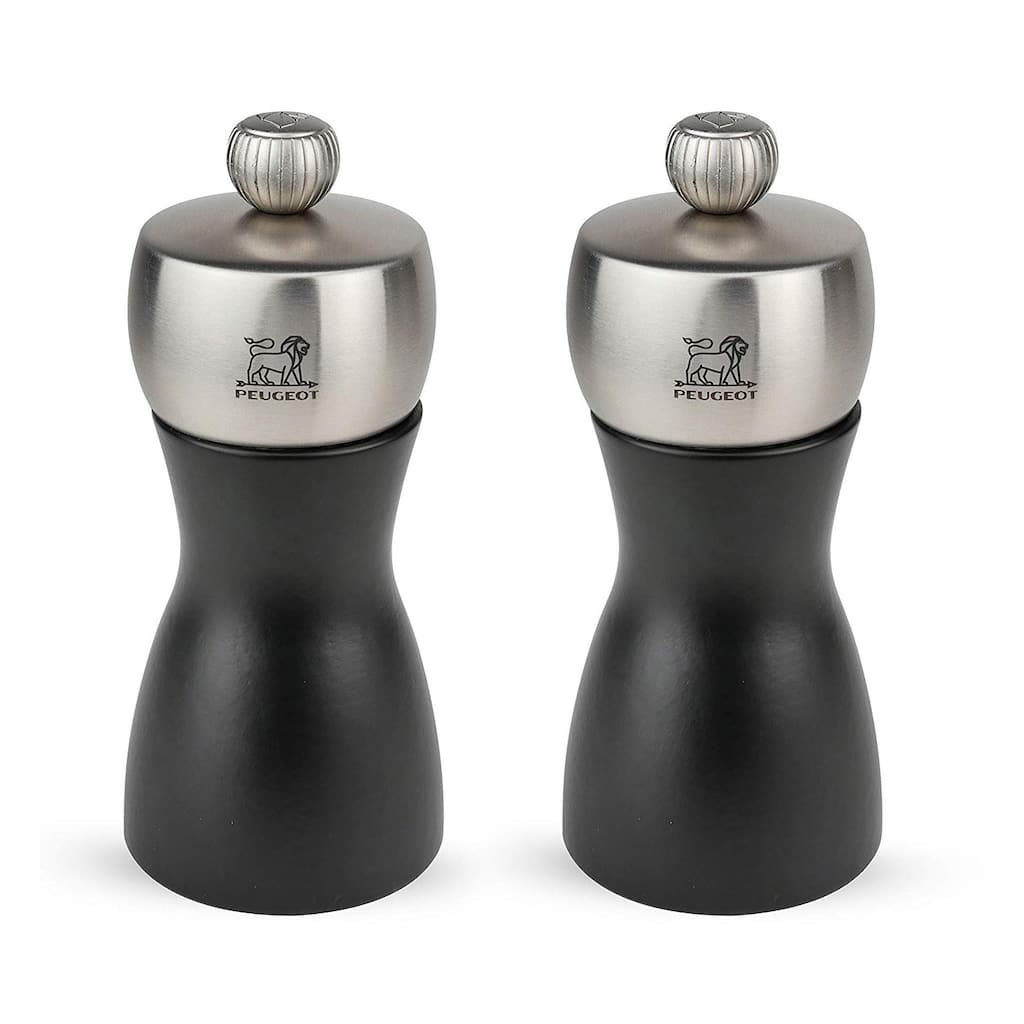 Peugeot Fidji Stainless Steel Salt and Pepper Mill Set, 12cm/4.75-Inch, Black Matte - Black Matte