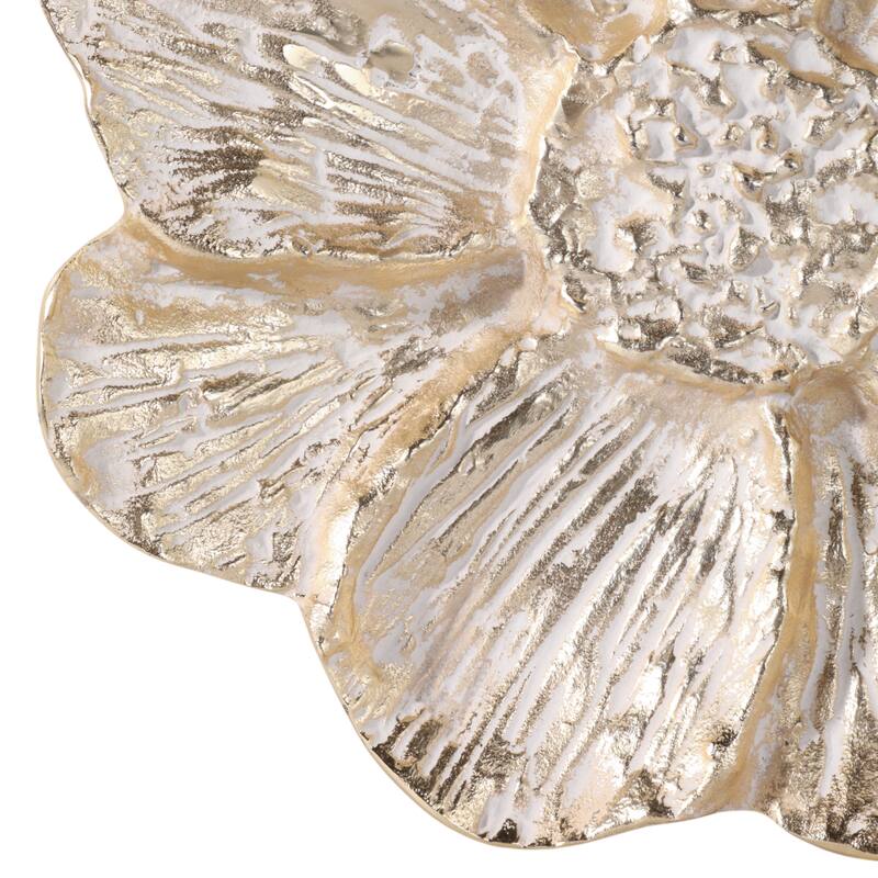 Metal Aluminum Wall Sculptures Floral Design (Set of 2) - 2" Gold - 15.5" x 15.5" x 2"