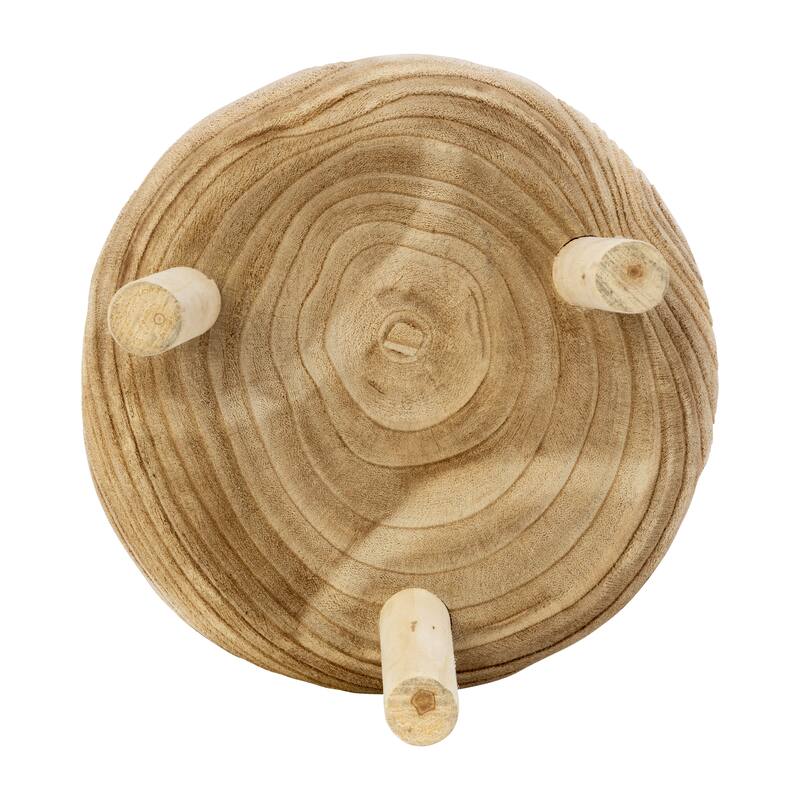 Sagebrook Home Paulownia Wood Decorative Bowl with Tripod Legs - Handcrafted Coastal Accent for Modern and Rustic Decor