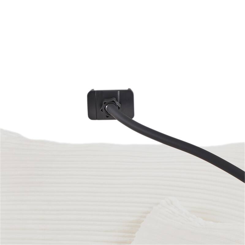 Corduroy armchair with footrest, USB charging and storage space, 250 lbs weight capacity