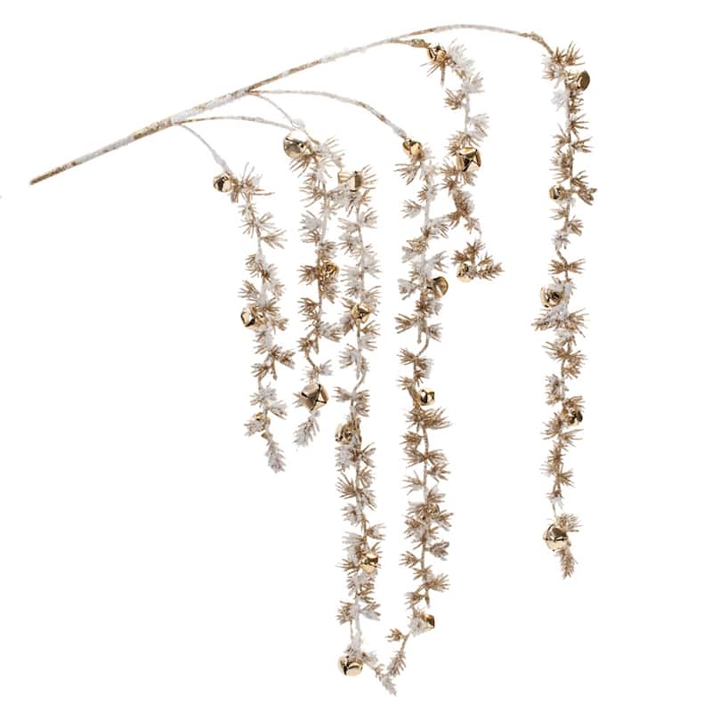 Snowy Hanging Pine Bell Branch (Set of 2) - N/A