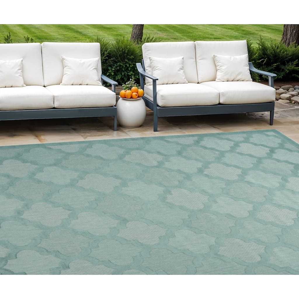 HomeRoots Contemporary Rectangle Outdoor Rug - 9' X 12'